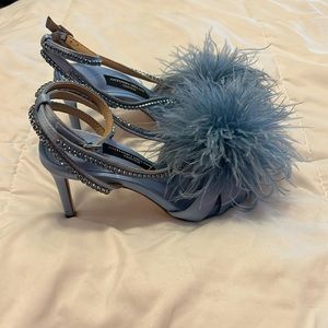 Collection Aurora Feathered Rhinestone Embellished Dress Sandals
